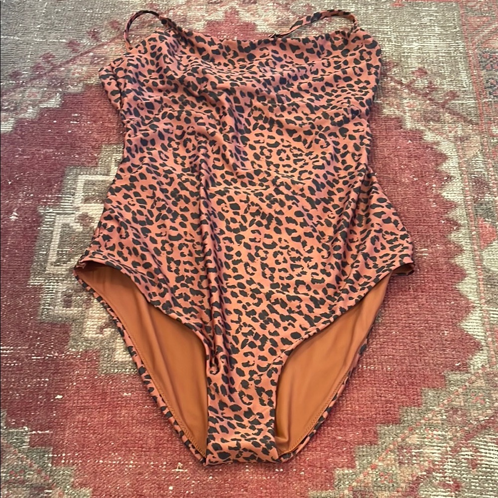 Aerie Animal Print One Piece Swimsuit - Brown and Black